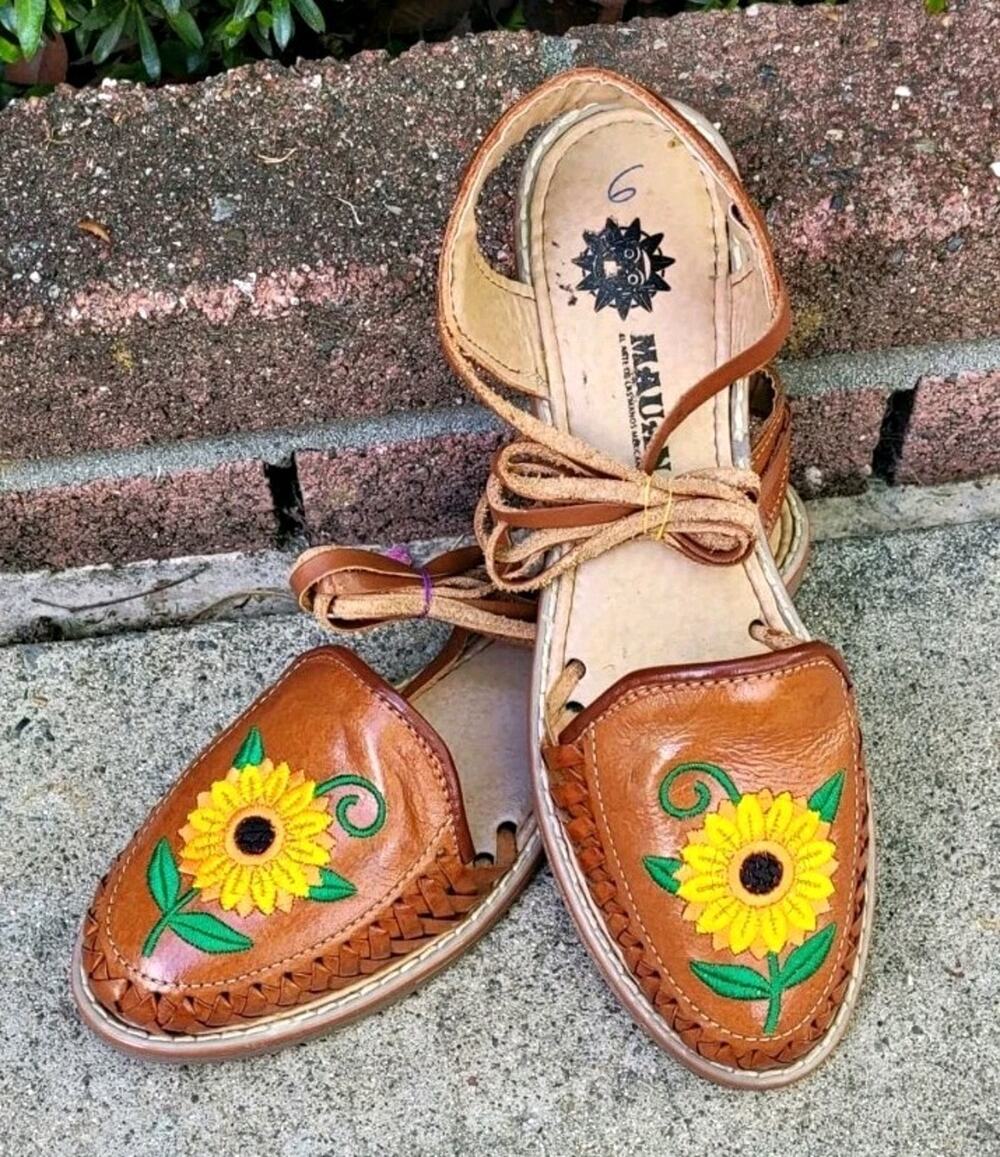 Mexican handmade huaraches sunflower 🌻